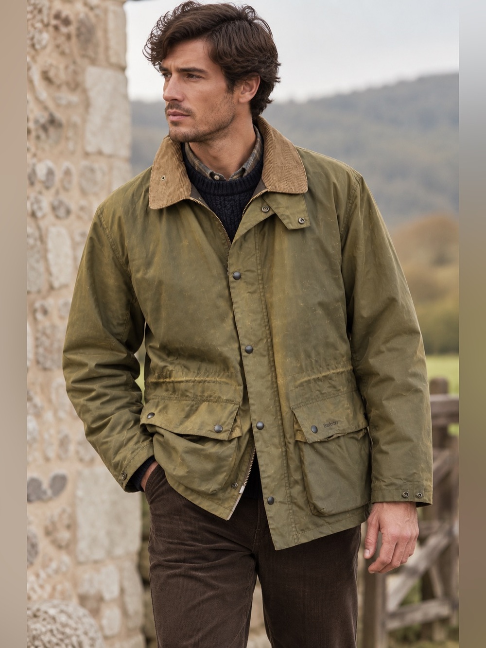 Barbour Binnacle Wax Jacket Men’s Large Olive Green